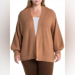 T by Tahari Open Stitch Camel Cardigan